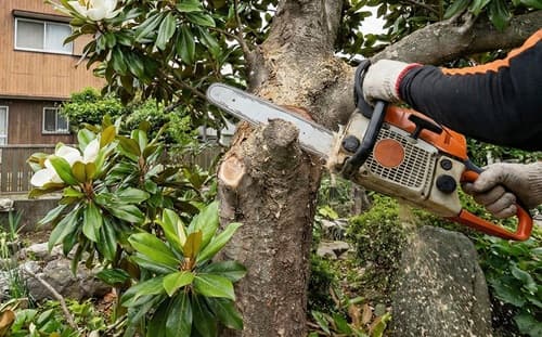 我孫子市での庭木伐採作業